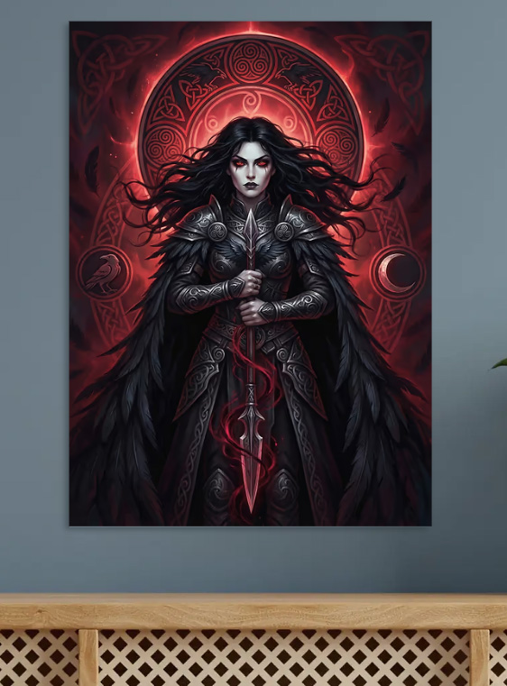 Dark Fantasy Warrior Woman — metal poster wall art by Lineer